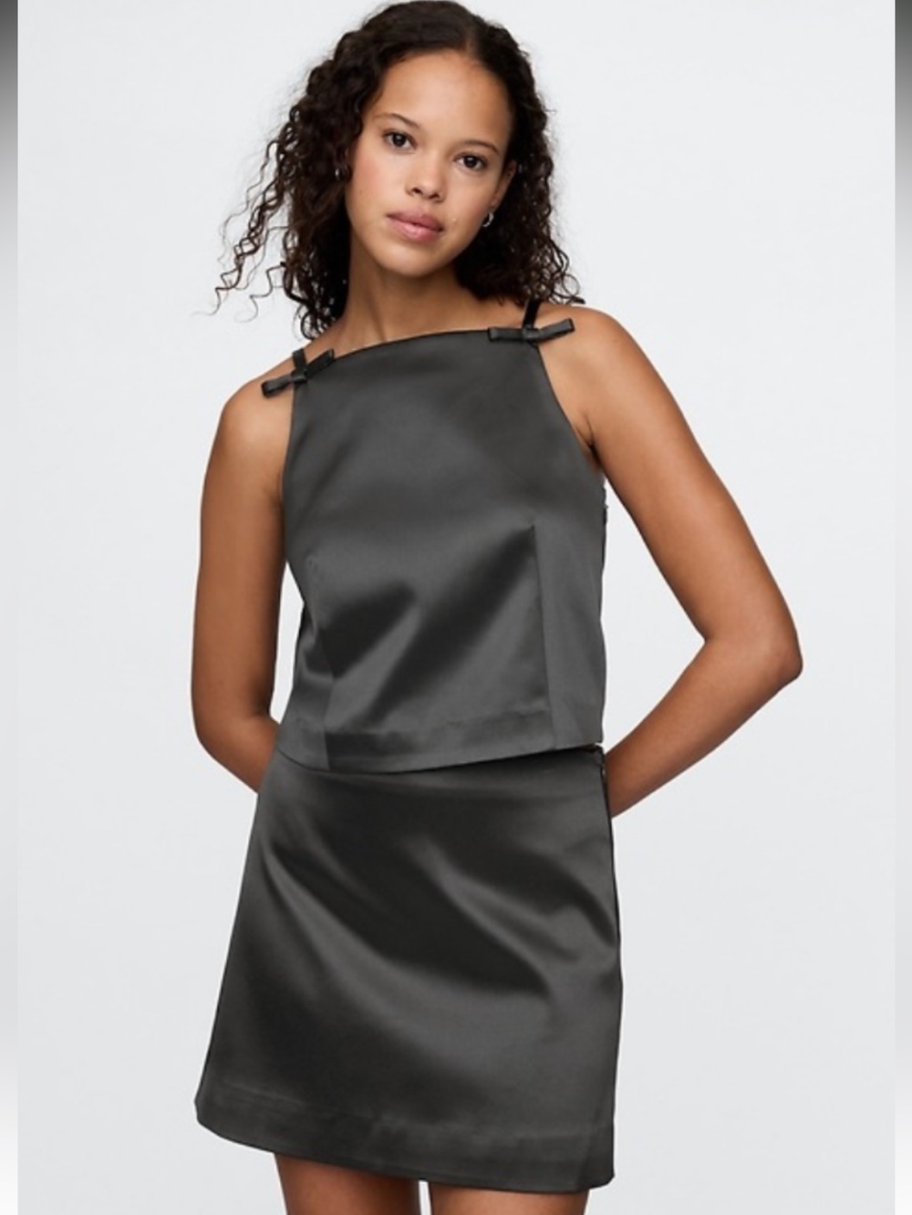 GAP Black Satin-Look Spaghetti Strap Cami Top